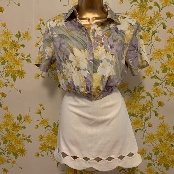 scalloped hem mini skirt scallop cut out skirt size M - Picture 3 of 13